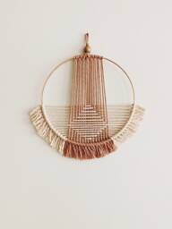 Light Pink & Beige Macrame Wall Hanging/Hoop - thumbnail 1