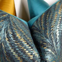 Luxury Teal & Gold Metallic Luxor Cushion Cover New Home Sofa & Bed Designer Handmade - thumbnail 3