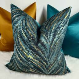 Luxury Teal & Gold Metallic Luxor Cushion Cover New Home Sofa & Bed Designer Handmade - thumbnail 2