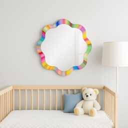 Rainbow Patterned Kids Mirror Funky Nursery Wall Decor - thumbnail 1