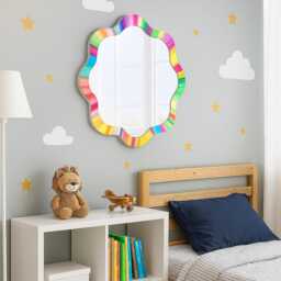 Rainbow Patterned Kids Mirror Funky Nursery Wall Decor - thumbnail 3