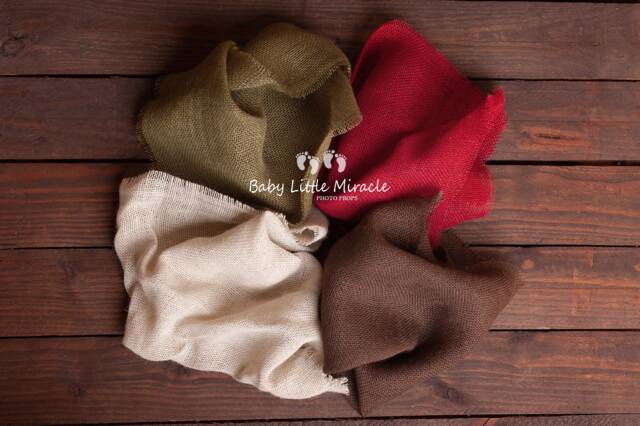 Burlap Blankste Set, Newborn Photo Prop, Vintage Layering Burlap Neutral Layer, Baby Shower Gift, Blanket - image 1