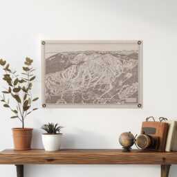 Whitefish Montana Mountain Trail Map Felt Poster Banner - Vintage Ski Snowboard Wall Art Gift. Flag Pennant Home Decor Usa Handmade - thumbnail 1