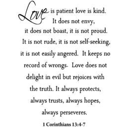 Love Is Patient, Kind Wall Decal 1 Corinthians 134-7 #2 Version Marriage Bible Quote Religious Vwaq-Lip2 - thumbnail 2