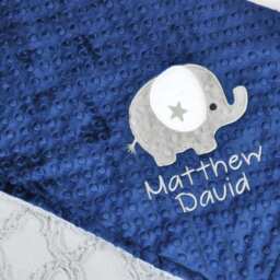 Personalized Elephant Minky Baby Blanket-Elephant Baby Blanket-Personalized Blanket-Minky Blanket-Boy Girl Blanket - thumbnail 2