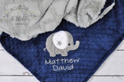 Personalized Elephant Minky Baby Blanket-Elephant Baby Blanket-Personalized Blanket-Minky Blanket-Boy Girl Blanket - thumbnail 1