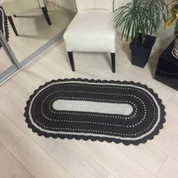 Brown Oval Rug, Crochet Carpet, Small Area Living Room Bedroom Kids Brown Mat, Brown-Beige Rug - thumbnail 3