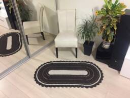 Brown Oval Rug, Crochet Carpet, Small Area Living Room Bedroom Kids Brown Mat, Brown-Beige Rug