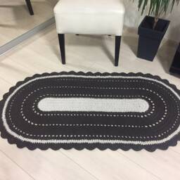 Brown Oval Rug, Crochet Carpet, Small Area Living Room Bedroom Kids Brown Mat, Brown-Beige Rug - thumbnail 2