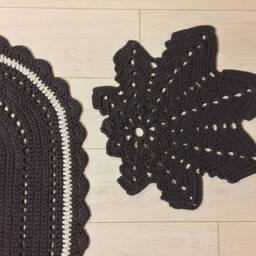 Brown Oval Rug, Crochet Carpet, Small Area Living Room Bedroom Kids Brown Mat, Brown-Beige Rug - thumbnail 4