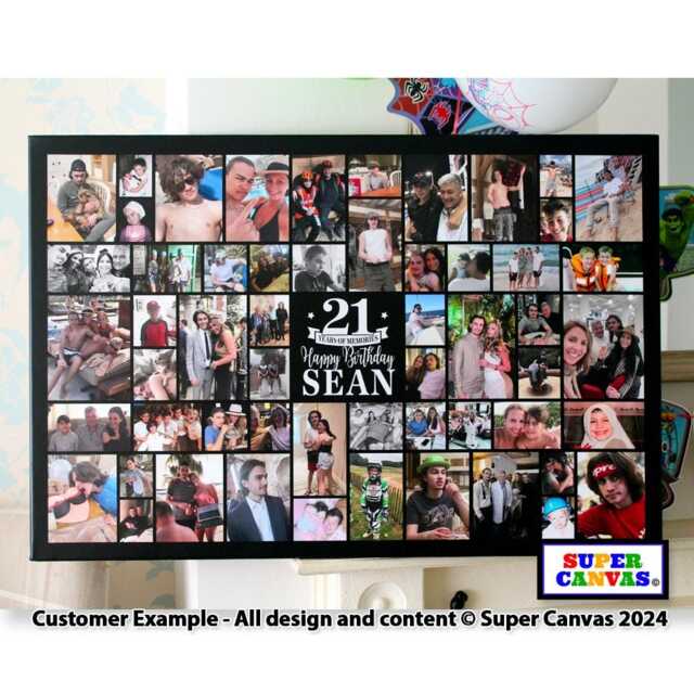Happy Birthday Any Age Personalised Friend Dad Mum Son Daughter 56 Picture Photo Party Display Board Framed Canvas Print Gift - image 1