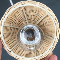 Small Rattan Pendant Light - Natural Woven Lampshade, 10cm Diameter - thumbnail 3