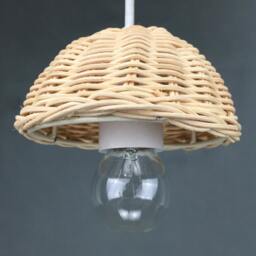 Small Rattan Pendant Light - Natural Woven Lampshade, 10cm Diameter - thumbnail 2