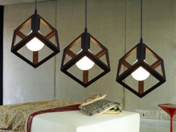 Iron Cube Pendant Light Fixture Hanging Cube Vintage Industrial Chandelier Light Modern Lighting Kitchen Aged Iron