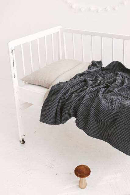 Linen Baby Blanket, White Waffle Throw, Nursery Kids Boy Blanket - image 1