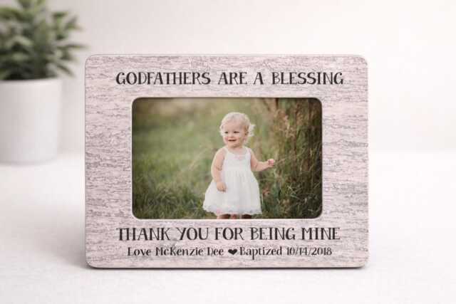 Godfather Baptism First Communion Frame For Gift Idea Godparent Picture Keepsake Religious Ceremony Special - image 1