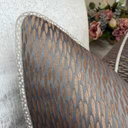 Bronze Copper Piped Cushion Cover - Ashley Wilde Fabric Astrid/Blean Luxury Pillow Case Living Room Or Bedroom Decor - thumbnail 3