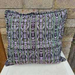 Green Huipil Cushion Cover Guatemalan Floral Mayan Boho Pillow - thumbnail 2