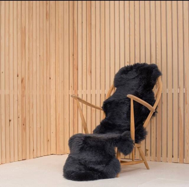 Black Sheepskin Rug, Large Rug , Double Sheepskin, Black Luxe Silky Retro, Interior Decor, Accessories, Natural - image 1