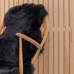 Black Sheepskin Rug, Large Rug , Double Sheepskin, Black Luxe Silky Retro, Interior Decor, Accessories, Natural - thumbnail 2