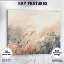 Soft Neutral Wild Meadow Grass Abstract Watercolour Landscape Canvas Wall Art Print Decor Picture Ready To Hang - thumbnail 1