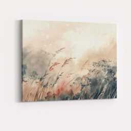 Soft Neutral Wild Meadow Grass Abstract Watercolour Landscape Canvas Wall Art Print Decor Picture Ready To Hang - thumbnail 4