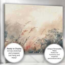 Soft Neutral Wild Meadow Grass Abstract Watercolour Landscape Canvas Wall Art Print Decor Picture Ready To Hang - thumbnail 3