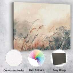 Soft Neutral Wild Meadow Grass Abstract Watercolour Landscape Canvas Wall Art Print Decor Picture Ready To Hang - thumbnail 2