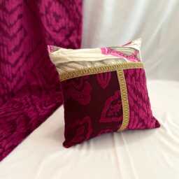 "Designers Guild, Decorative Pillow Cover, Pink & Chocolate Velvet Silk, Bohemian Cushion, Jane Hall Design, 20""/20" - thumbnail 4