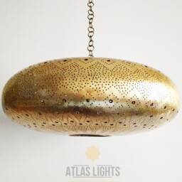 Engraved Moroccan Pendant Light Handmade Brass Home Decor - thumbnail 2