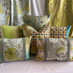 "Designers Guild Floral Pillow Cover Aqua Blue Silk Velvet, 18""x 12" - thumbnail 3
