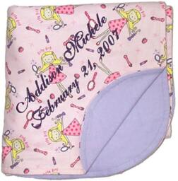 Handmade Flannel Blanket Custom Embroidered For Girls in Your Choice Of Prints - thumbnail 1
