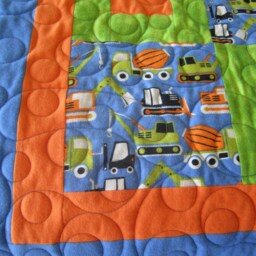 Handmade Dump Truck Quilt & Pillowcase, Twin Size Flannel - thumbnail 2