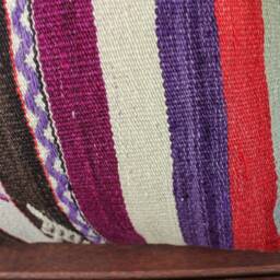 Vintage Handwoven Kilim Pillow Cover, Striped Wool Cushion - 16x24In - thumbnail 3