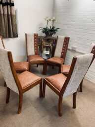 Dining Chairs 6 From John Lewis Newly Reupholstered in Genuine Leather & Fabric - thumbnail 1