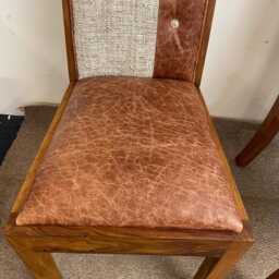 Dining Chairs 6 From John Lewis Newly Reupholstered in Genuine Leather & Fabric - thumbnail 4