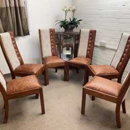 Dining Chairs 6 From John Lewis Newly Reupholstered in Genuine Leather & Fabric - thumbnail 3