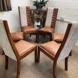 Dining Chairs 6 From John Lewis Newly Reupholstered in Genuine Leather & Fabric - thumbnail 2