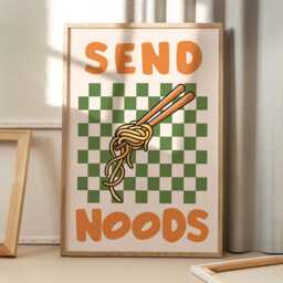 Green Pasta Club Art Canvas Poster, Trendy Wall Art, Kitchen Aesthetic Decor, Retro Home Printed Gift - thumbnail 1