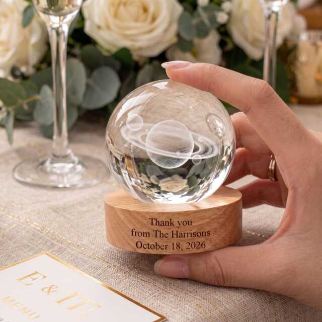 Personalized Crystal Ball Night Light, Custom Name Moon Lamp, Romantic Valentine Gift For Couple, Engagement Anniversary Newlyweds - image 1