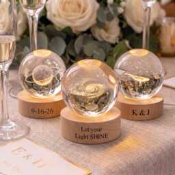 Personalized Crystal Ball Night Light, Custom Name Moon Lamp, Romantic Valentine Gift For Couple, Engagement Anniversary Newlyweds - thumbnail 3