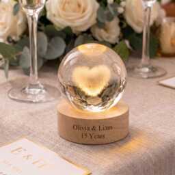 Personalized Crystal Ball Night Light, Custom Name Moon Lamp, Romantic Valentine Gift For Couple, Engagement Anniversary Newlyweds - thumbnail 2