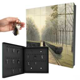 A Walk in The Park Wall Mounted Key Cabinet, Green Box For Home, Painterly Landscapes, Lovers Of Nature & Peace - thumbnail 1