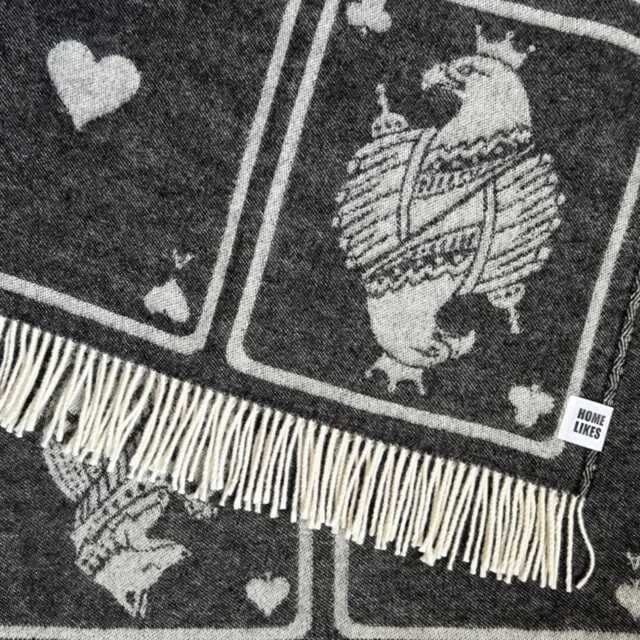 Playing Cards Monochrome Wool Throw - Woven Blanket Made From Recycled Merino - image 1