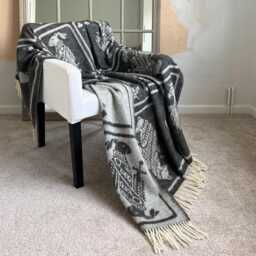 Playing Cards Monochrome Wool Throw - Woven Blanket Made From Recycled Merino - thumbnail 2