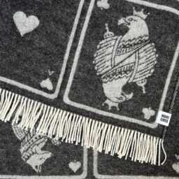 Playing Cards Monochrome Wool Throw - Woven Blanket Made From Recycled Merino