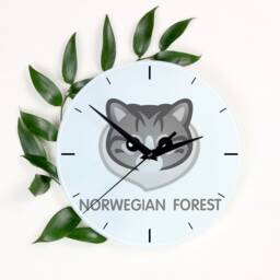 A Clock With A Norwegian Forest Cat. New Collection The Cute Art-Dog Cat