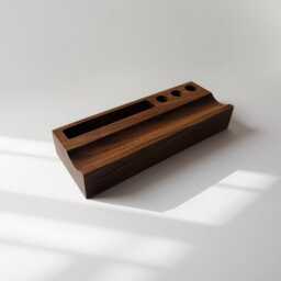 Solid Walnut Wood Desk Organizer, Pen, Business Card, Glasses Holder - thumbnail 3