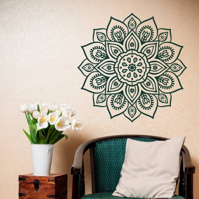 Mandala Wall Decal Bohemian Vinyl Sticker, Yoga Studio Decor #2 - image 1
