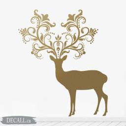 Caribou Deer With Patterned Horns - Animal Wall Decal, Sticker, Art Decor, S019 - thumbnail 1